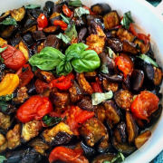 Curried Eggplant with Tomatoes and Basil